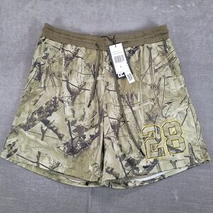 REBEL MINDS Woodland Camo Mesh‎ Shorts Size L 28 Embroidered Athletic